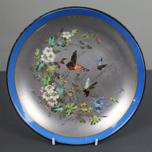 ANTIQUE CONTINENTAL PORCELAIN PLATINUM DISH WITH GILT BRONZE RIM - ADDITIONAL PHOTO 1