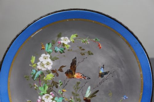 ANTIQUE CONTINENTAL PORCELAIN PLATINUM DISH WITH GILT BRONZE RIM - ADDITIONAL PHOTO 3