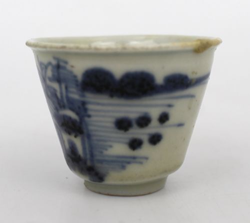LATE QING CHINESE BLUE AND WHITE PORCELAIN TEACUP CIRCA 1880 - ADDITIONAL PHOTO 2