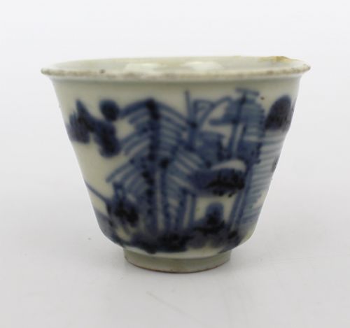 LATE QING CHINESE BLUE AND WHITE PORCELAIN TEACUP CIRCA 1880 - ADDITIONAL PHOTO 3
