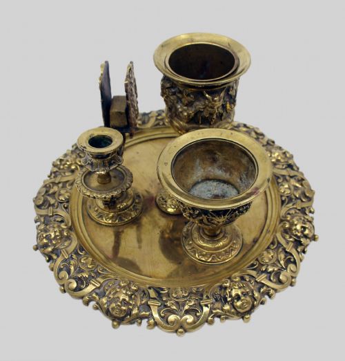 19TH CENTURY ENGLISH BRASS INKWELL WRITING DESK SET C1880 - ADDITIONAL PHOTO 7