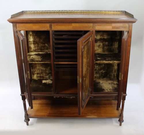 LATE VICTORIAN INLAID ROSEWOOD DISPLAY CABINET C1890 - ADDITIONAL PHOTO 5