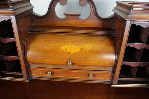 ANTIQUE EDWARDIAN INLAID MAHOGANY SATINWOOD DESK C1900 - ADDITIONAL PHOTO 8