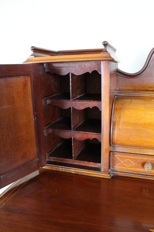 ANTIQUE EDWARDIAN INLAID MAHOGANY SATINWOOD DESK C1900 - ADDITIONAL PHOTO 9