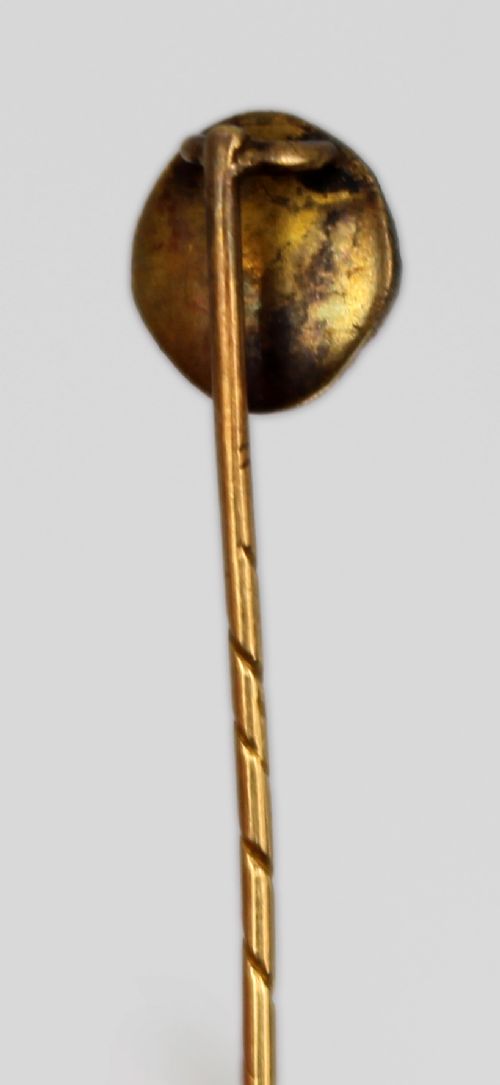 ANTIQUE HIGH CARAT GOLD VICTORIAN CLASSICAL MASK MOTIF STICK PIN C1880 - ADDITIONAL PHOTO 6