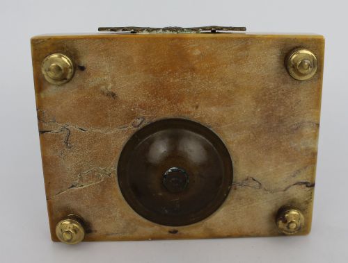 SIENA MARBLE AND ORMOLU INKWELL C1900 - ADDITIONAL PHOTO 11