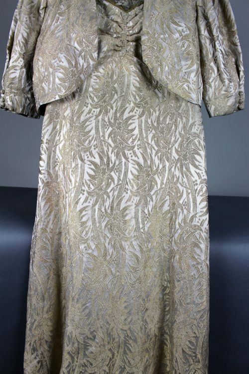 EDWARDIAN SILK BROCADE DRESS AND JACKET ENSEMBLE - ADDITIONAL PHOTO 2