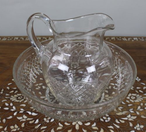 LARGE VICTORIAN CUT CRYSTAL JUG BOWL SET - ADDITIONAL PHOTO 1