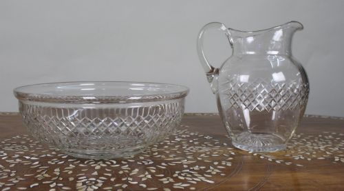 LARGE VICTORIAN CUT CRYSTAL JUG BOWL SET - ADDITIONAL PHOTO 3
