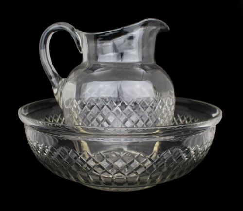 LARGE VICTORIAN CUT CRYSTAL JUG BOWL SET - ADDITIONAL PHOTO 4
