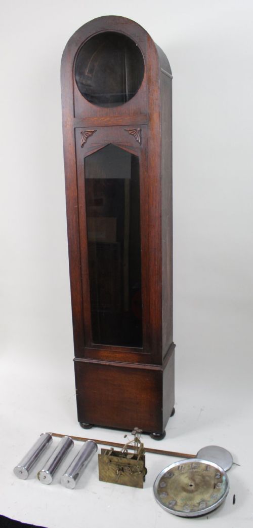 ART DECO LONGCASE CLOCK FOR RESTORATION CHROME DIAL TRIPLE WEIGHT MOVEMENT
