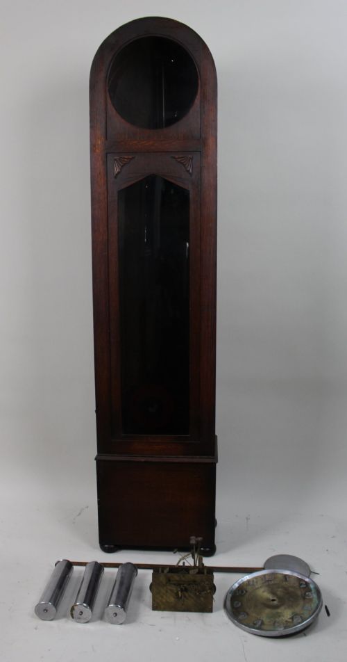 ART DECO LONGCASE CLOCK FOR RESTORATION CHROME DIAL TRIPLE WEIGHT MOVEMENT - ADDITIONAL PHOTO 7