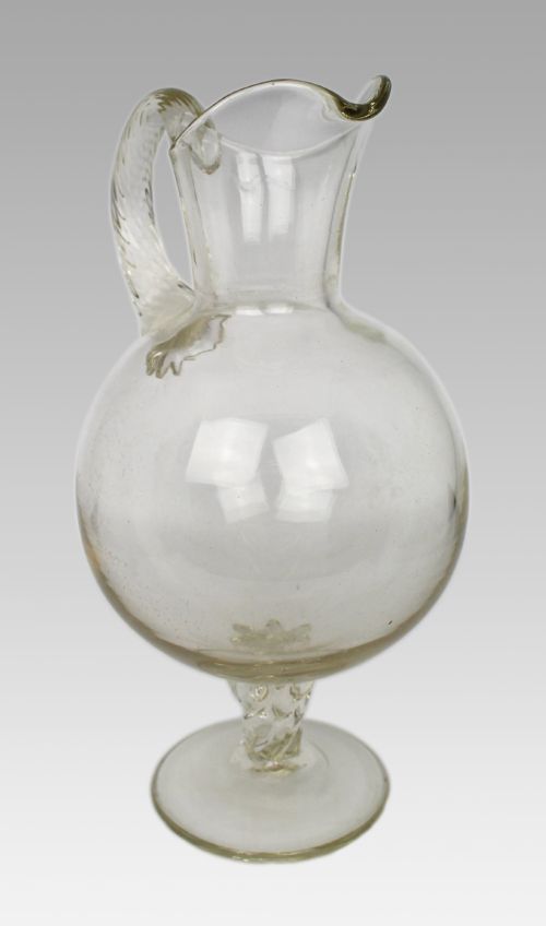 LATE 19TH CENTURY ITALIAN HANDBLOWN GLASS FOOTED EWER - ADDITIONAL PHOTO 1