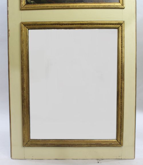 TALL FRENCH TRUMEAU MIRROR WITH PASTORAL OIL PAINTING C1890 - ADDITIONAL PHOTO 5