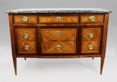 French Louis Xvi Parquetry Commode with Marble Top C.1780