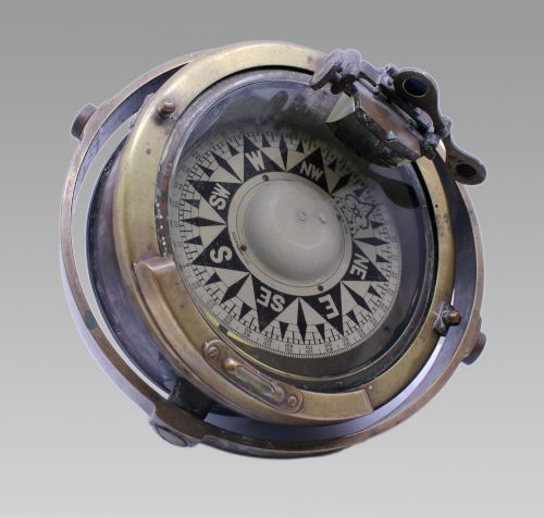 Early 20th Century Bronze and Brass Gimballed Ship's Compass by F. Smith & Sons