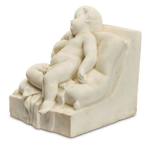 fig 1. 19th Century Italian Carrara Marble Sculpture of Sleeping Putto