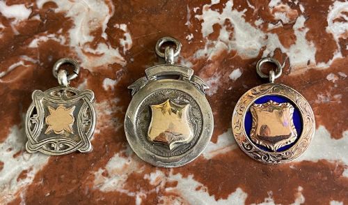 Collection of 3 Birmingham Silver Hallmarked Watch Fobs