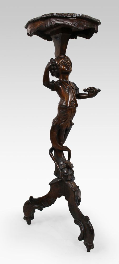 Antique Carved Figural Pedestal