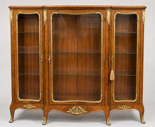 Fine Large Antique French Kingwood & Ormolu Mounted Vitrine Display Cabinet