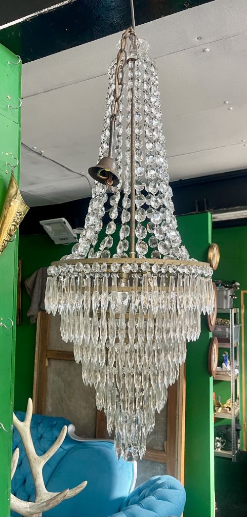 French Empire Style Crystal Waterfall Chandelier C.1910
