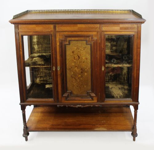 Late Victorian Inlaid Rosewood Display Cabinet C.1890