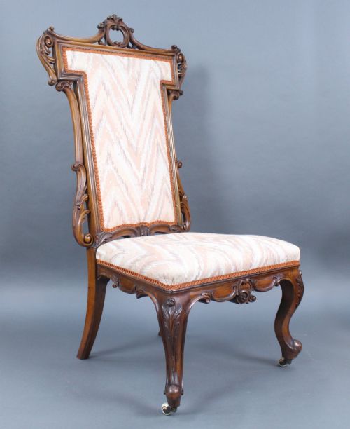 Victorian Carved Walnut Occasional Chair C.1860
