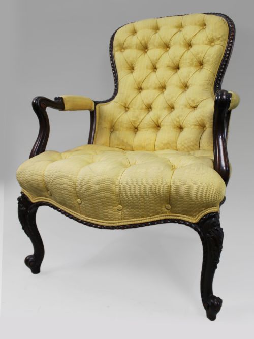 Victorian Mahogany Button-Back Armchair c.1860