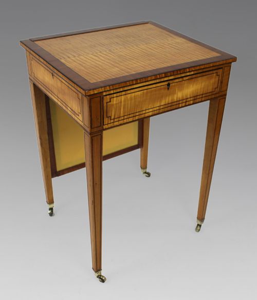George III Sheraton Satinwood Writing Table C.1810