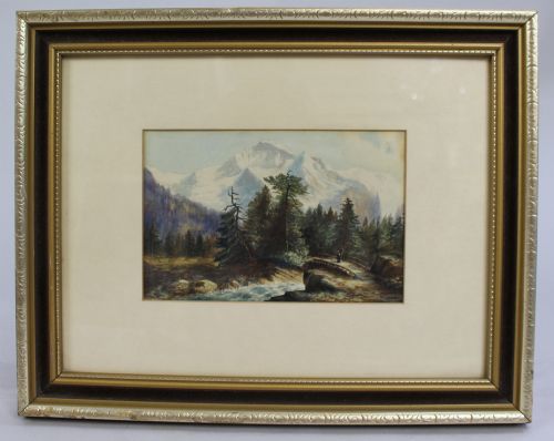 Edwardian Alpine Watercolour by W.l. Guest, Dated 1903