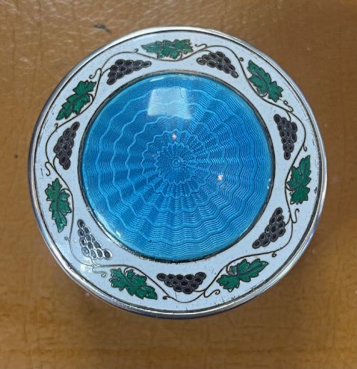 Edwardian Silver Guilloché Enamel Box Birmingham 1909