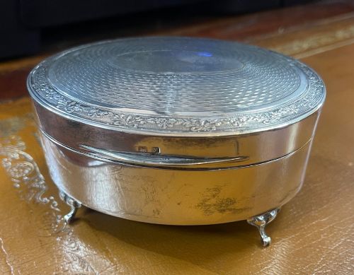 Oval Silver Footed Casket by B & Co Birmingham 1923