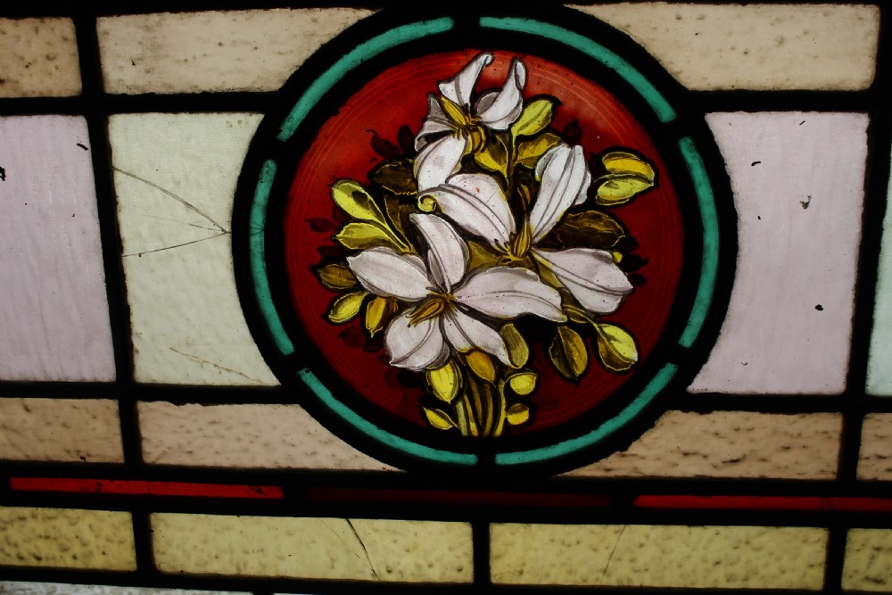 Set of Four Antique English Stained Glass Panels View X