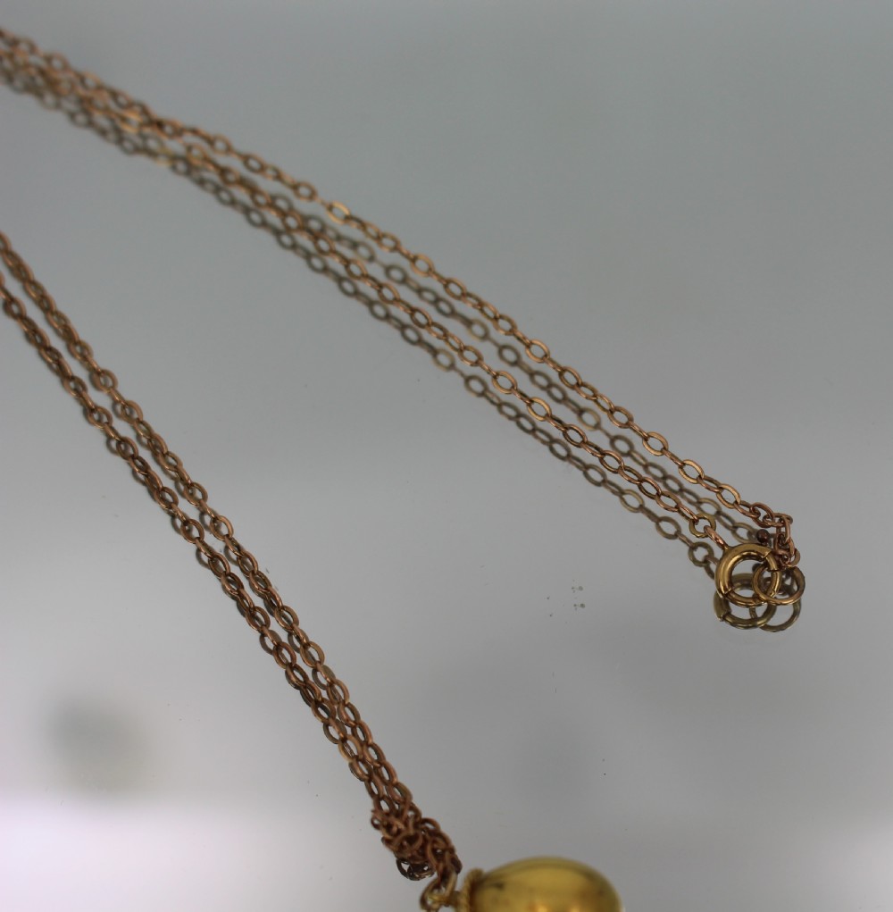Antique Gold Egg Pendant Necklace with Ruby and Sapphire – Russian School, c.1880–1900 View VI