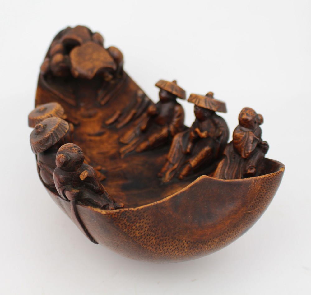 Antique Chinese Rootwood Boat Carving – Late Qing Dynasty View II