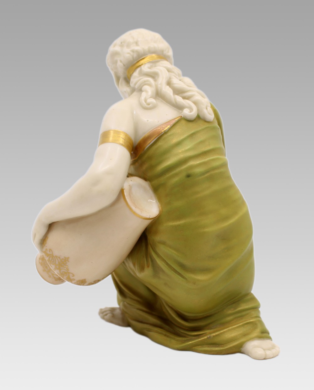 Royal Worcester Porcelain Figure – Kneeling Water Carrier by James Hadley c.1910 View II