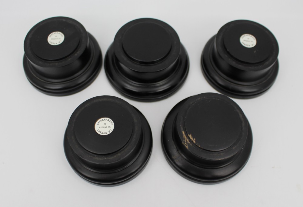 Set of 5 Early 20th Century Garrard & Co Ebony Plinths