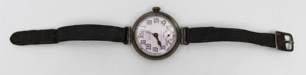 Antique Silver J.W. Benson Trench Wristwatch, London 1915