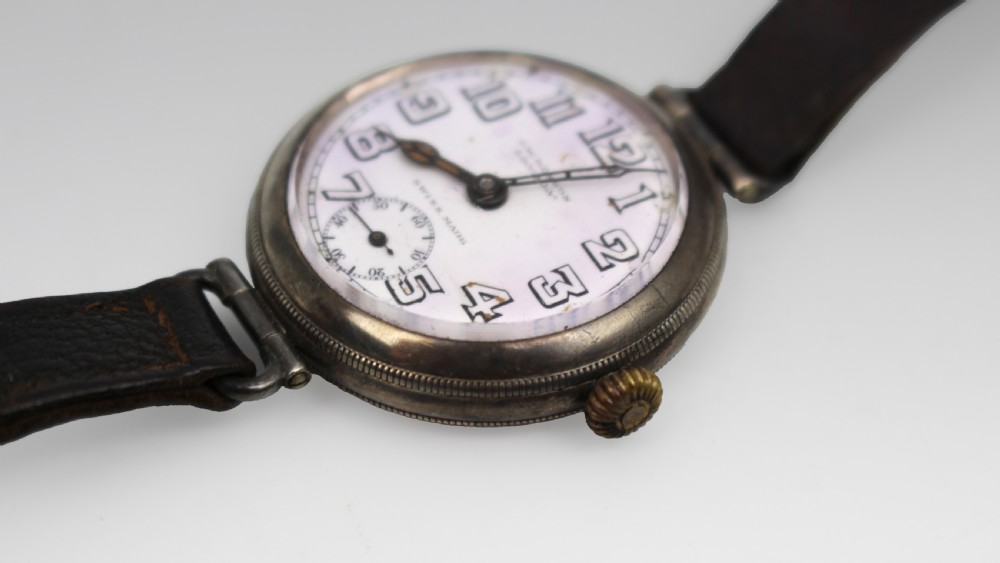 Antique Silver J.W. Benson Trench Wristwatch, London 1915 View IV