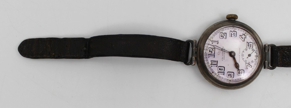 Antique Silver J.W. Benson Trench Wristwatch, London 1915 View VI