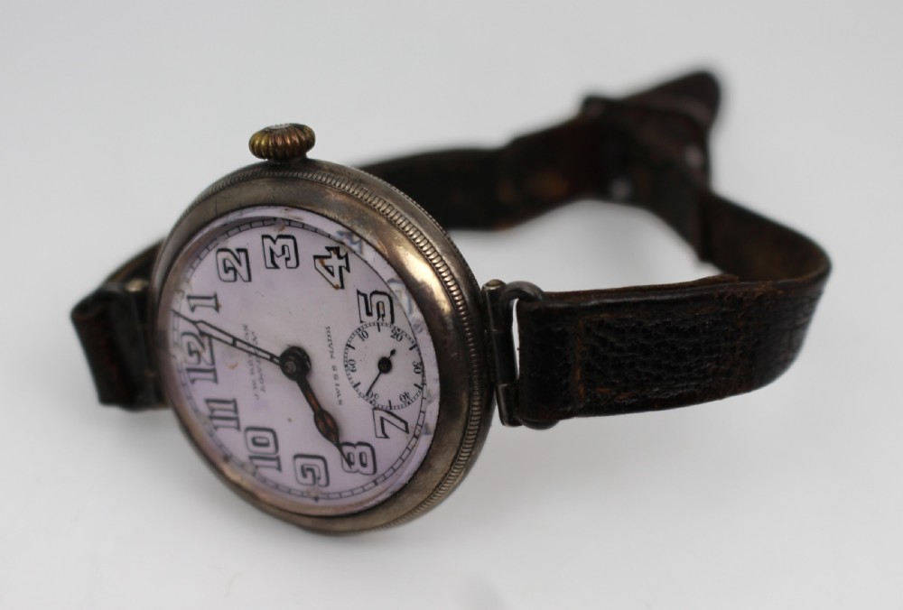 Antique Silver J.W. Benson Trench Wristwatch, London 1915 View XI
