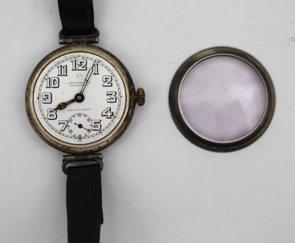 Antique Silver J.W. Benson Trench Wristwatch, London 1915 View XII