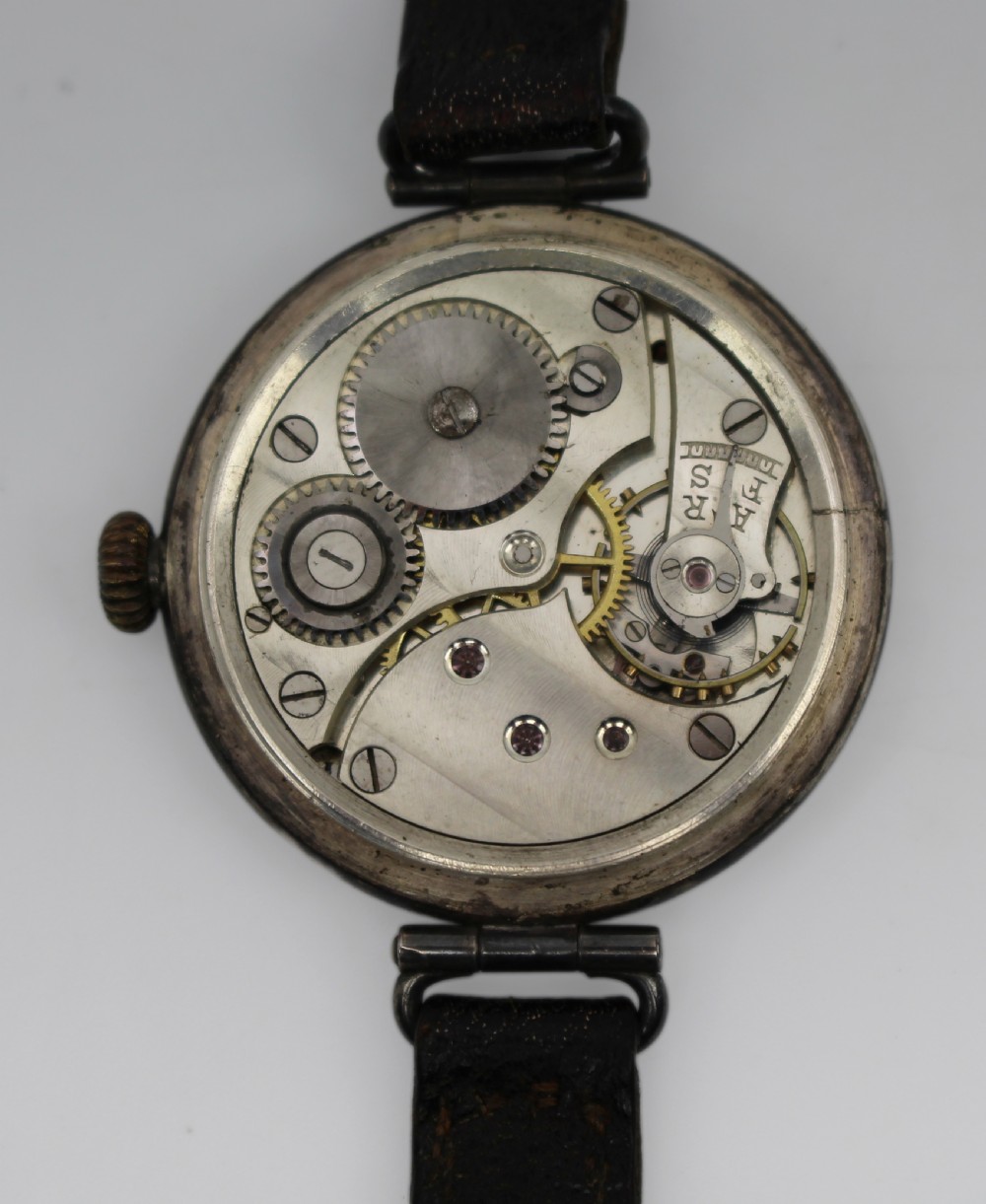 Antique Silver J.W. Benson Trench Wristwatch, London 1915 View XIV