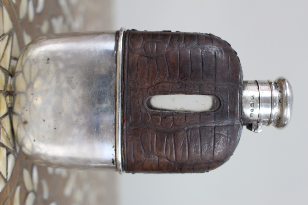 Antique Victorian Silver & Leather Hip Flask – Birmingham 1890/91 View IV