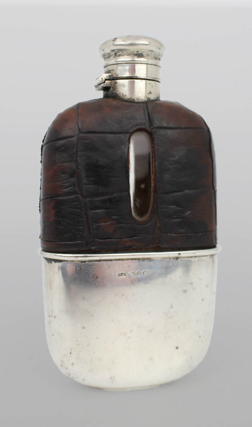 Antique Victorian Silver & Leather Hip Flask – Birmingham 1890/91 View VI