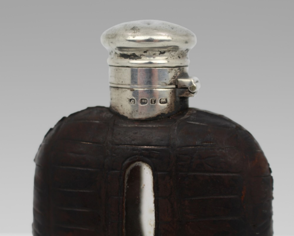 Antique Victorian Silver & Leather Hip Flask – Birmingham 1890/91 View IX