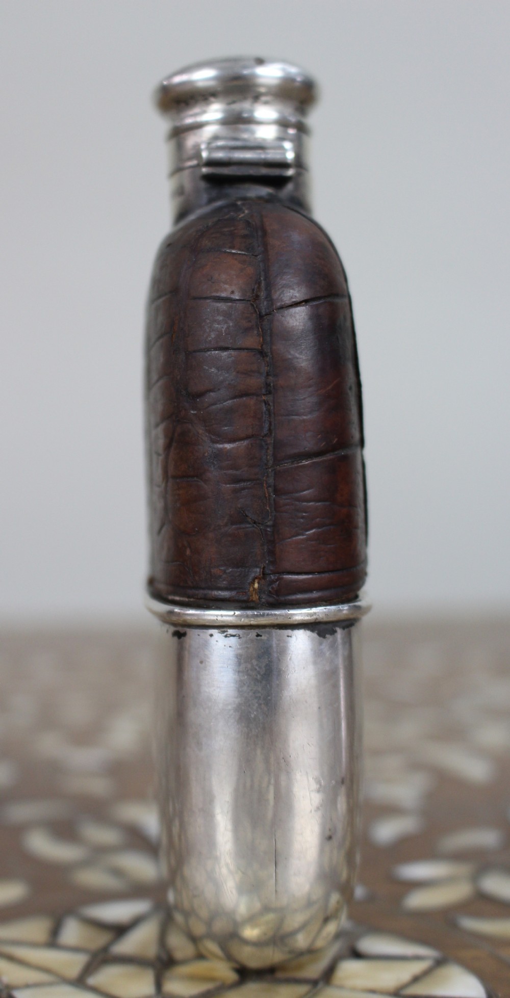 Antique Victorian Silver & Leather Hip Flask – Birmingham 1890/91 View XIII