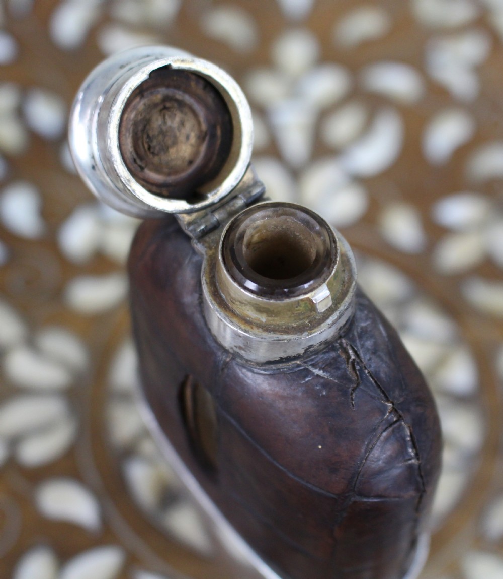 Antique Victorian Silver & Leather Hip Flask – Birmingham 1890/91 View XIV