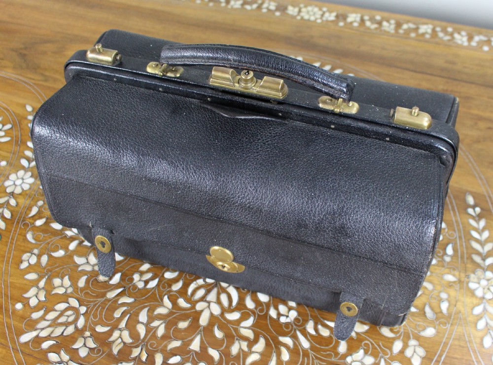Edwardian Black Leather Gladstone Bag with Document Wallets View II