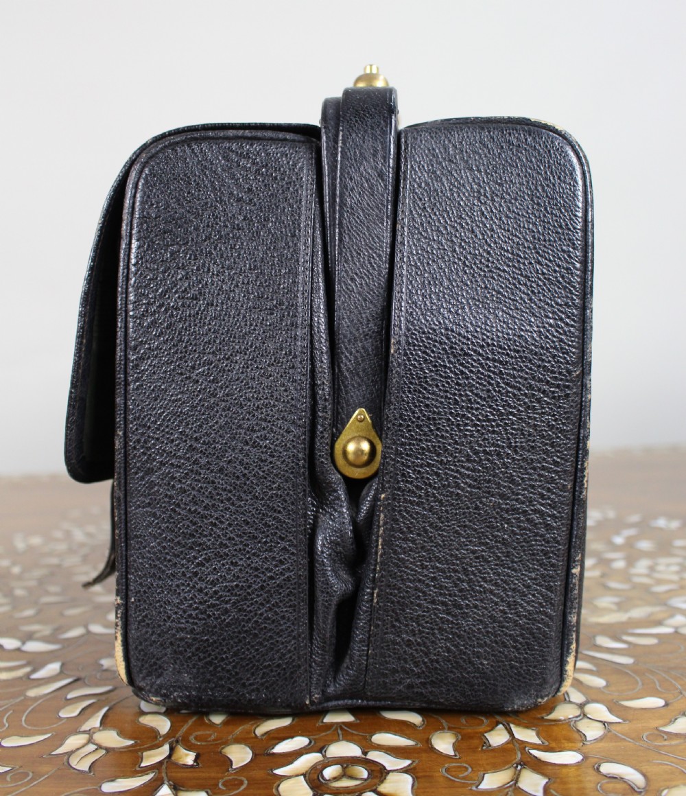 Edwardian Black Leather Gladstone Bag with Document Wallets View III